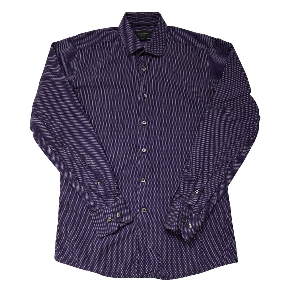 Duchamp Shirt Mens Large Slim Fit Multicolor Polka Dot Dress‎ Casual London